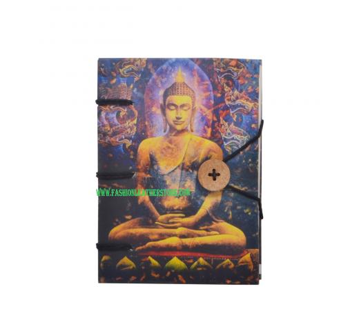 Handmade Notebook Writing Journal for Unisex | Ruled Hardcover Travel Diary with Beautiful Buddha Hard Paper Print, Small Sized, Premium Paper - 120 Pages 
